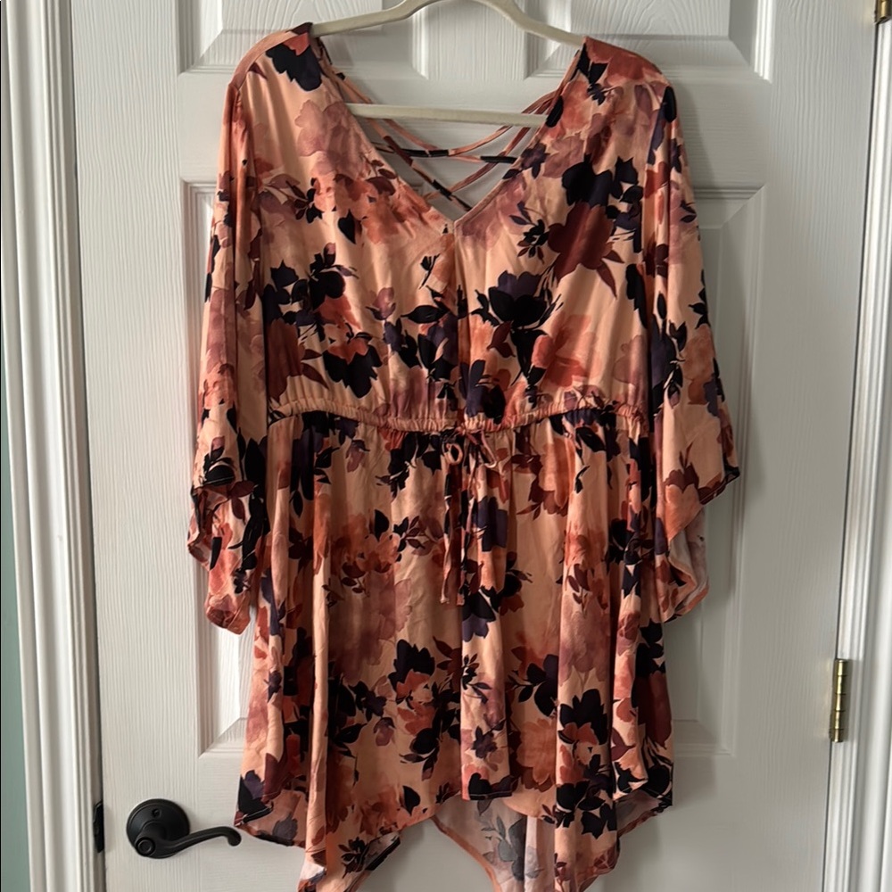 Torrid Blush and Black Floral Tunic